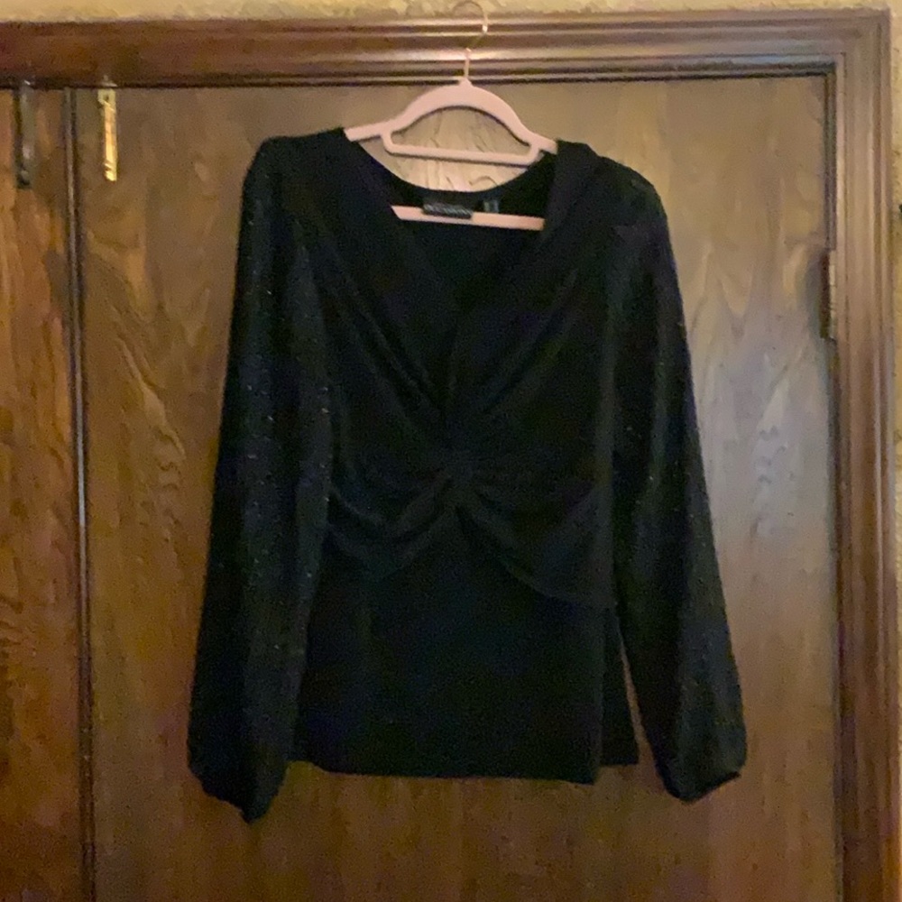 New York & Company Black Twist Front Blouse